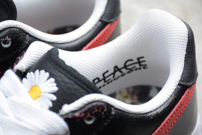 PEACEMINUSONE X Nike Air Force1 GD Black Red AQ3692-002
